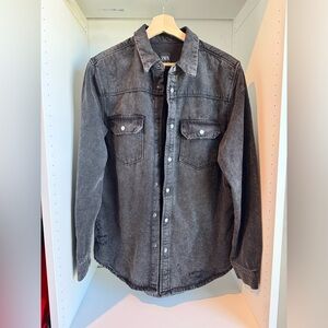 Zara Washed Charcoal Denim Shirt Jacket